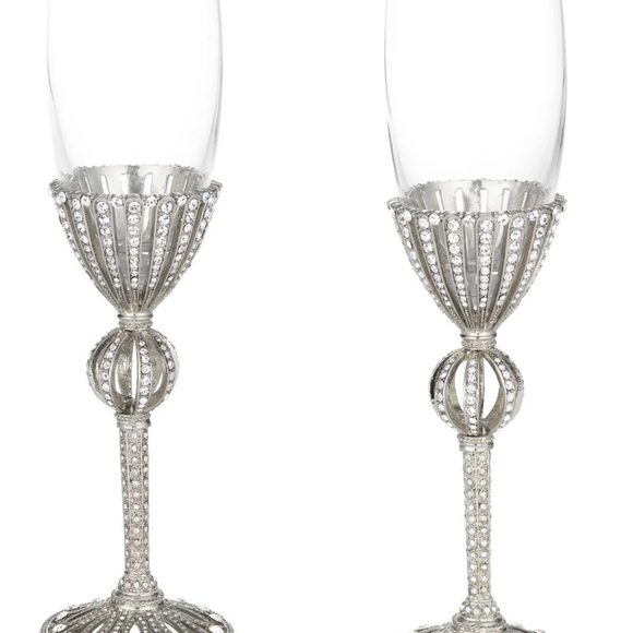 Luxurious Silver Champagne Flutes